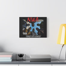 Load image into Gallery viewer, “N.W.A – Straight Outta Outworld” Canvas Wall Art | Mortal Kombat Inspired | Hip Hop Album Style | Gaming Room Decor