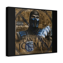 Load image into Gallery viewer, “Can’t Ban the Iceman” Sub-Zero Canvas Wall Art | Mortal Kombat Inspired | Hip Hop Album Style | Gaming Room Decor