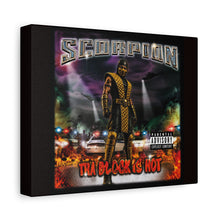 Load image into Gallery viewer, Scorpion “Tha Block Is Hot” Canvas Wall Art | Mortal Kombat Inspired | Hip Hop Album Style | Fire Gaming Room Decor
