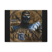 Load image into Gallery viewer, “Can’t Ban the Iceman” Sub-Zero Canvas Wall Art | Mortal Kombat Inspired | Hip Hop Album Style | Gaming Room Decor