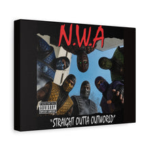 Load image into Gallery viewer, “N.W.A – Straight Outta Outworld” Canvas Wall Art | Mortal Kombat Inspired | Hip Hop Album Style | Gaming Room Decor