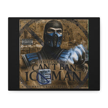 Load image into Gallery viewer, “Can’t Ban the Iceman” Sub-Zero Canvas Wall Art | Mortal Kombat Inspired | Hip Hop Album Style | Gaming Room Decor
