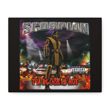 Load image into Gallery viewer, Scorpion “Tha Block Is Hot” Canvas Wall Art | Mortal Kombat Inspired | Hip Hop Album Style | Fire Gaming Room Decor